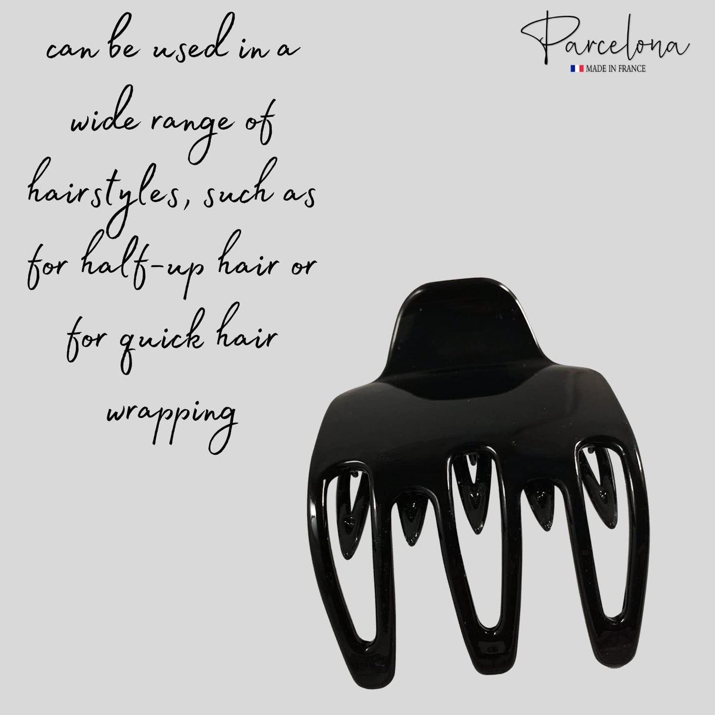 Parcelona French Paw Black Wide Covered Spring Side Slide In Jaw Yoga Hair Claw Clip Beauty & Personal Care Parcelona