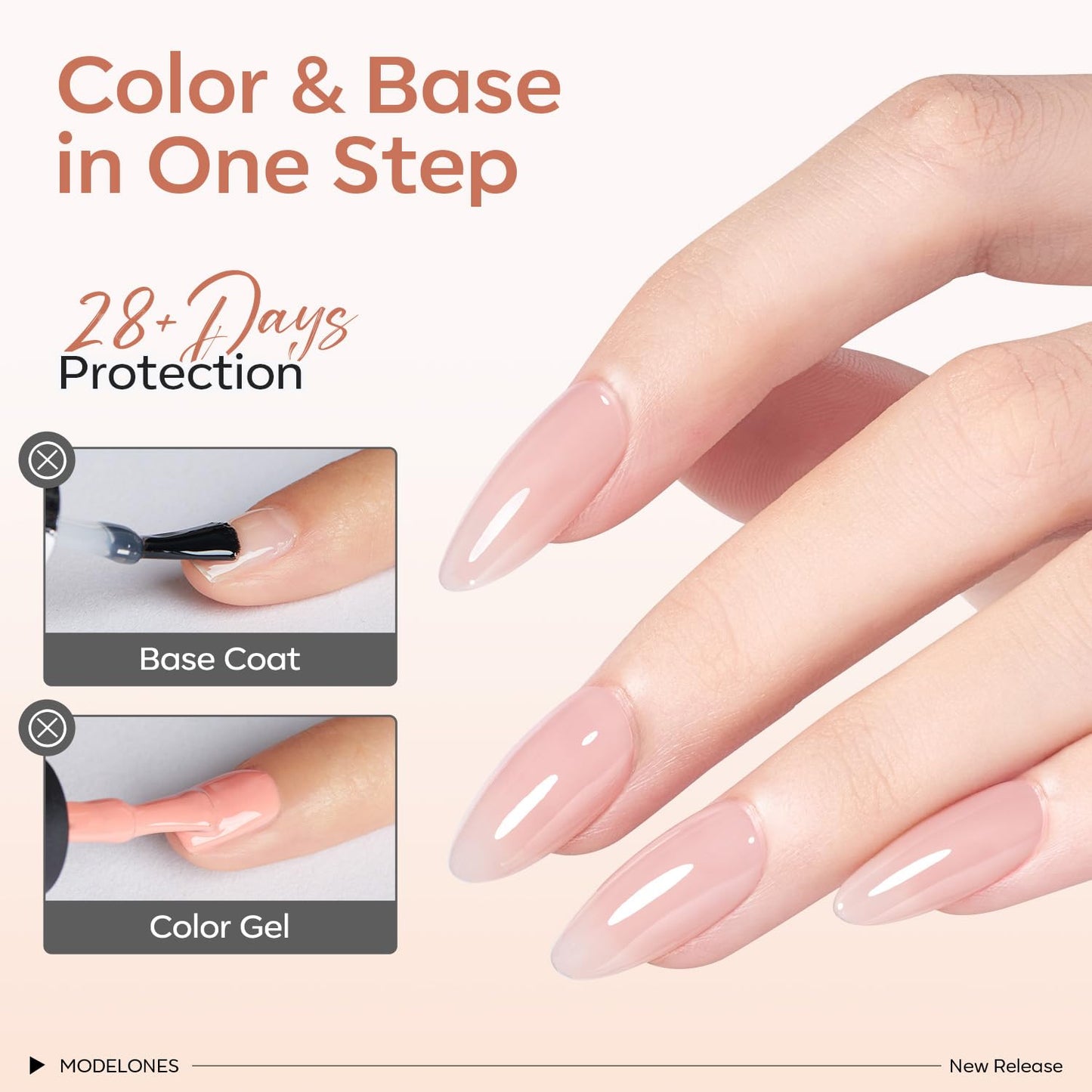 modelones Rubber Base Gel Nail Polish Set 6 French Tip Base Color Nude White Baby Milky Pink Strengthener Apex Building Extension Protect Weak Nails Beauty and Personal Care modelones