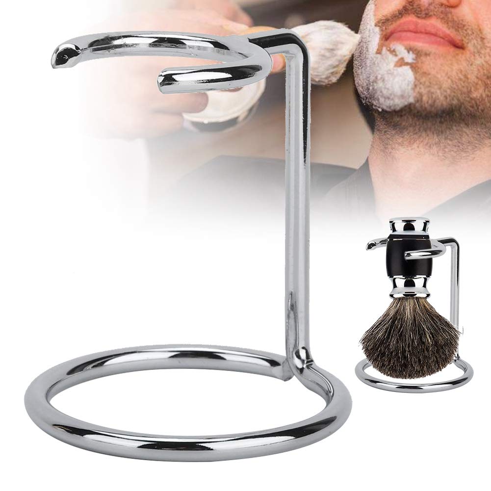 Shaving Brush Stand, Shave Brush Stand, Shaving Stand Artistic Lightweight Stainless Steel Silver Shaving Brush Holder Safety Brush Kit Suitable Beauty and Personal Care Zetiling