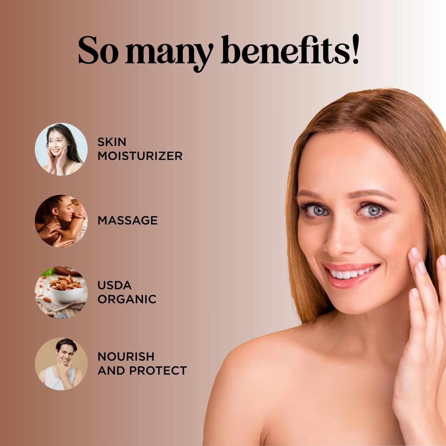 USDA Organic Sweet Almond Oil - Pure Cold Pressed Organic Almond Oil for Skin Hair and Nails - Moisturizing Organic Body Oil for Women and Men plus Beauty & Personal Care Maple Holistics