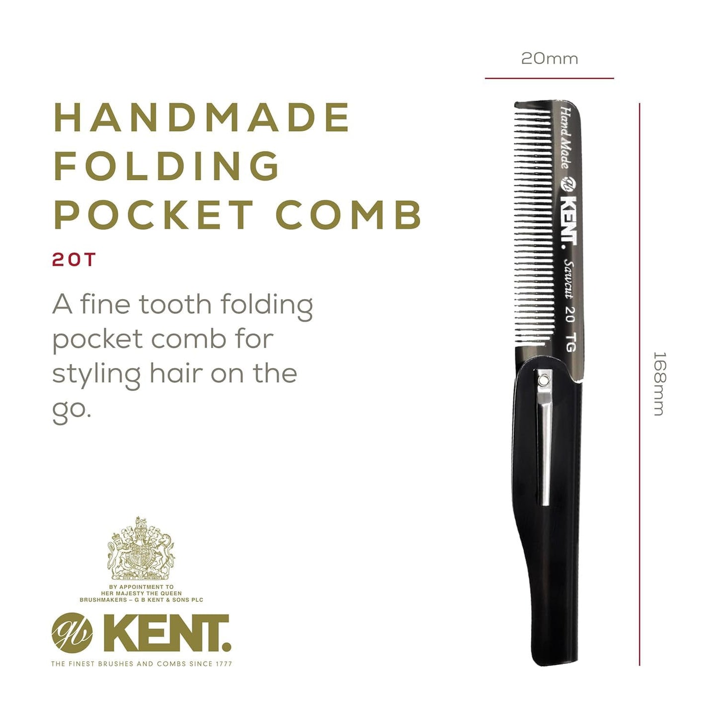 Kent 20T Handmade Fine Tooth Folding Comb + 81T Hand Made Pocket Comb for Beard and Mustache - Beard Growth/Fine Tooth Combs - Beard Straightener Beauty and Personal Care KENT