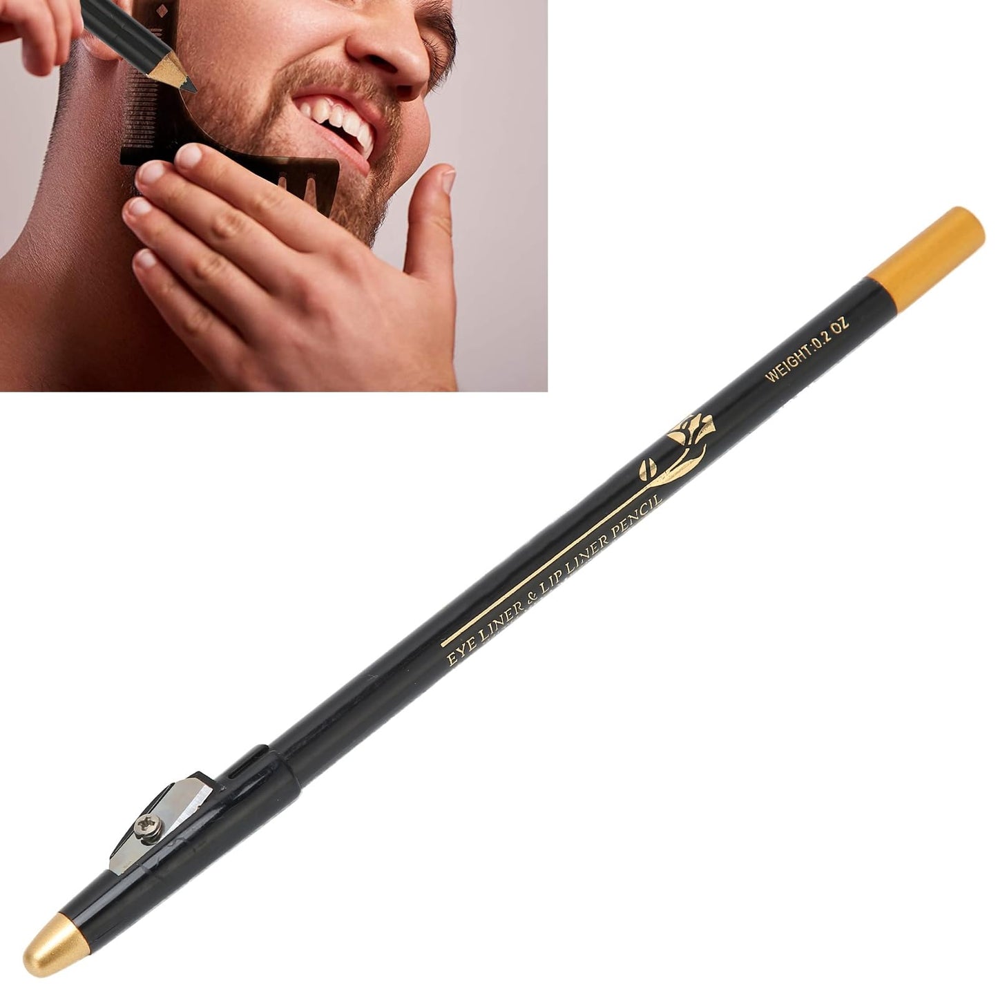 Beard Pencil, Premium Barber Pencil Beard Shaper with Built in Sharpener Edge Hairline Razor Trace Pencils Beard Guide Beard and Hairline Beauty and Personal Care gernie