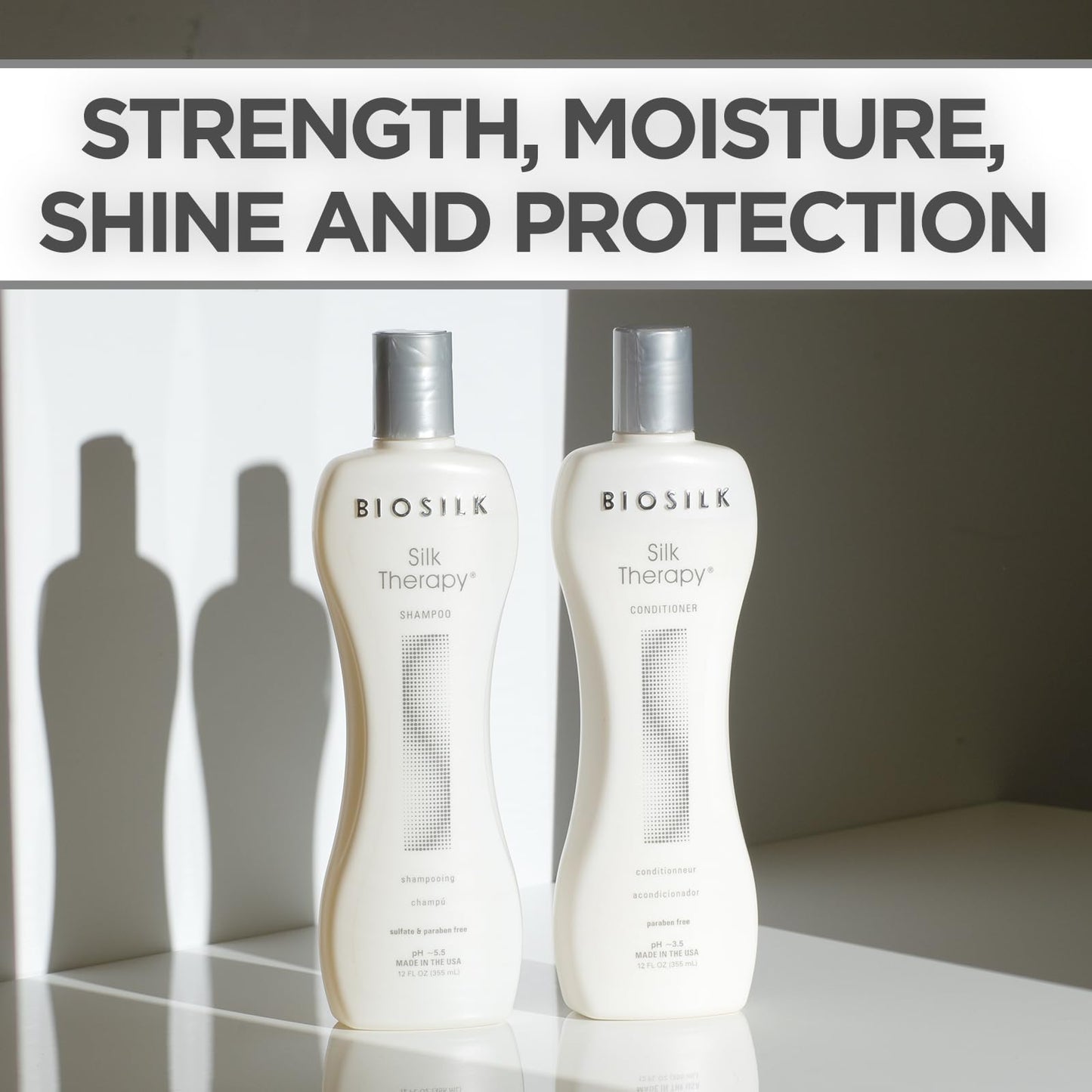 BioSilk Silk Therapy Duo Set, Shampoo & Conditioner for Gentle Cleansing, Moisturizing & Shiny Hair, Smooth, Replenished Hair, Sulfate-Free Beauty & Personal Care BioSilk