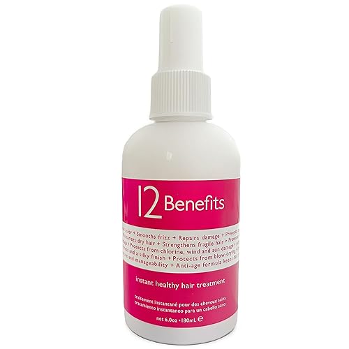 12 Benefits Leave-In Conditioner Spray - Instant Healthy Hair Treatment, Anti-Frizz, Detangles, Strengthens & Repairs, Heat Protection with Quaternium Beauty & Personal Care 12 Benefits