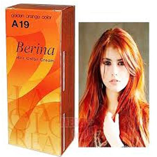 Berina Permanent Hair Dye Color Cream # A19 Golden Orange Color Made in Thailand By Sellgreat1449. Beauty & Personal Care Berina