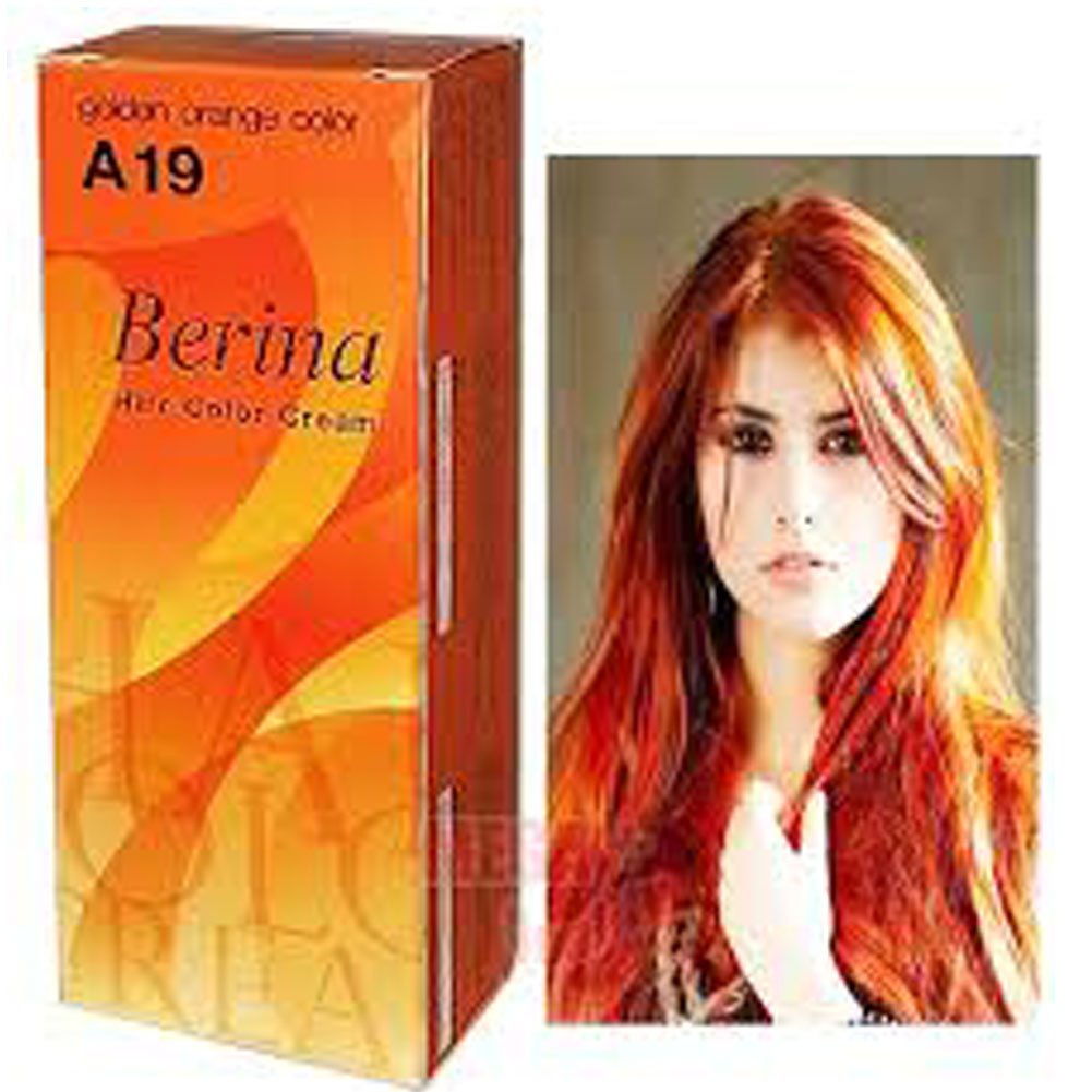 Berina Permanent Hair Dye Color Cream # A19 Golden Orange Color Made in Thailand By Sellgreat1449. Beauty & Personal Care Berina