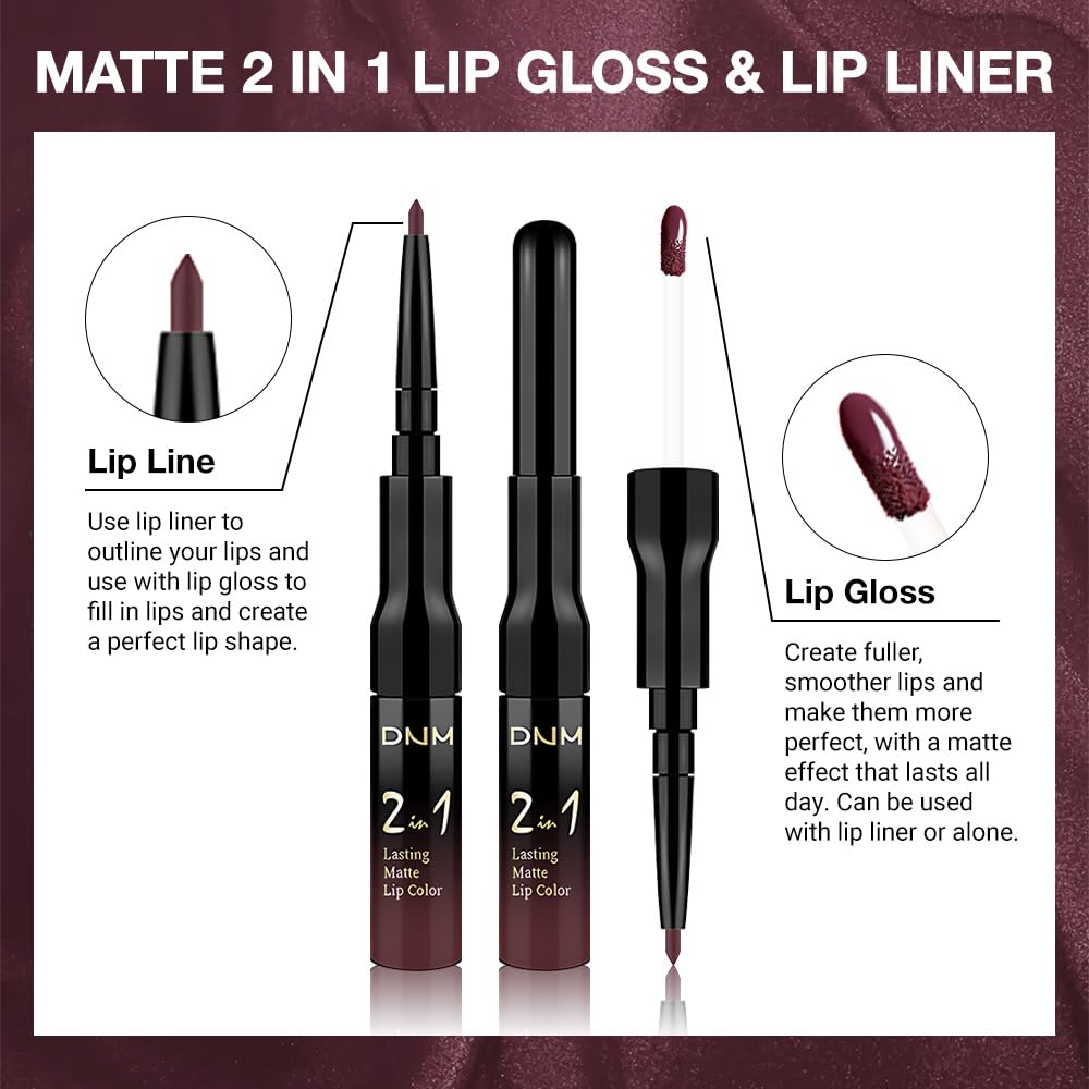 evpct 1Pcs Dark Deep Red Matte Lip Liner and Liquid Lipstick Stain Makeup Set for women, Red Long Lasting Smudge Proof Lipstick labiales matte mate Beauty and Personal Care evpct