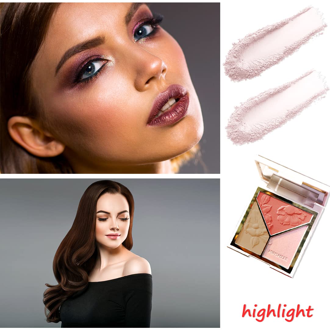 3-in-1 Highlighter Makeup Palette - Contour, Blush & Glow Kit with Matte & Shimmer Finish - Silky Pressed Powder for Face, Cheekbones, Eyes Beauty & Personal Care musoxian