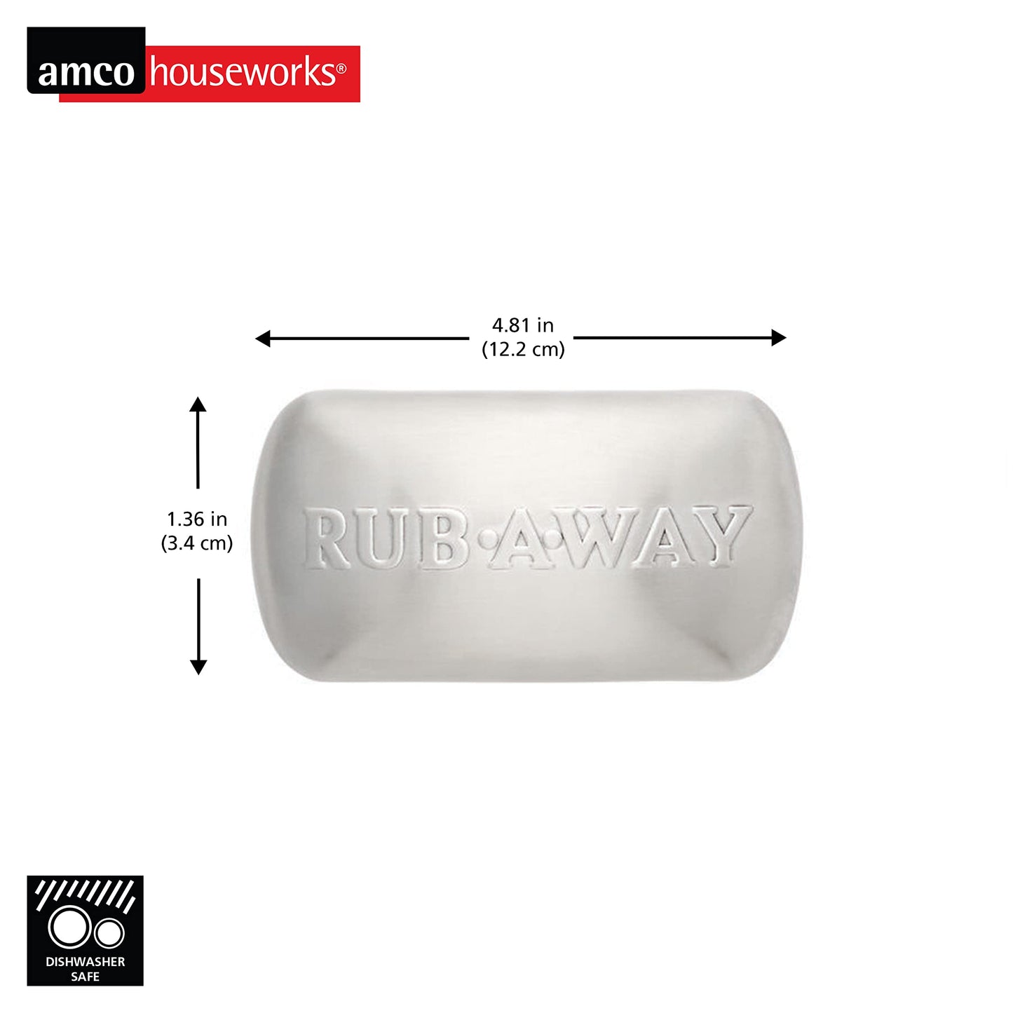 Amco Rub Away Bar, Stainless Steel Odor Absorber (4" x 2.25") - Dishwasher Safe Kitchen & Outdoor Essential for Garlic, Onion, Fishing, Hiking Odors Beauty & Personal Care Amco