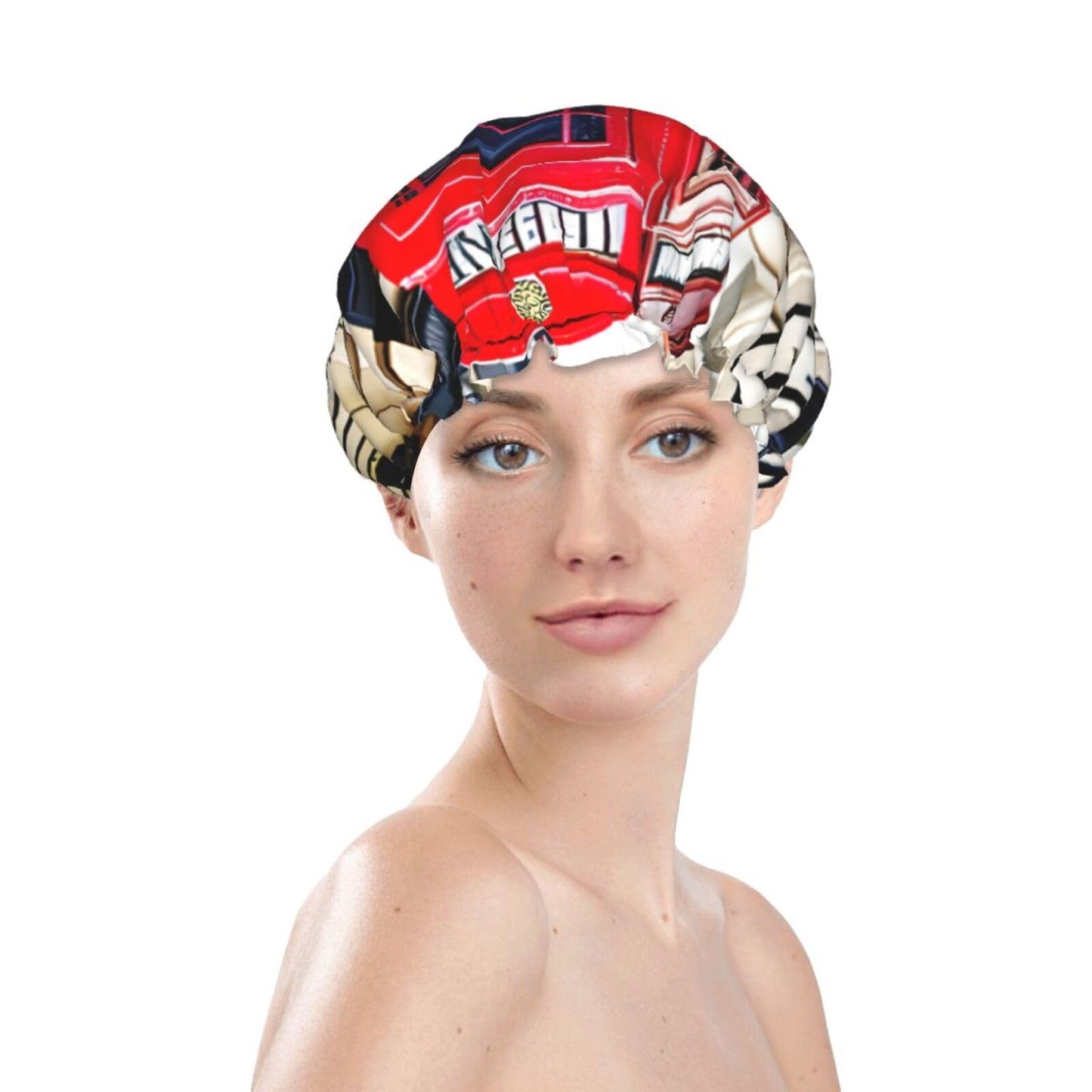 Large Shower Cap for Women & Men - Telephone Booth Print Bath Hair Cap, Salon Accessory, Elastic Strap, Double Layer Beauty and Personal Care BaerK