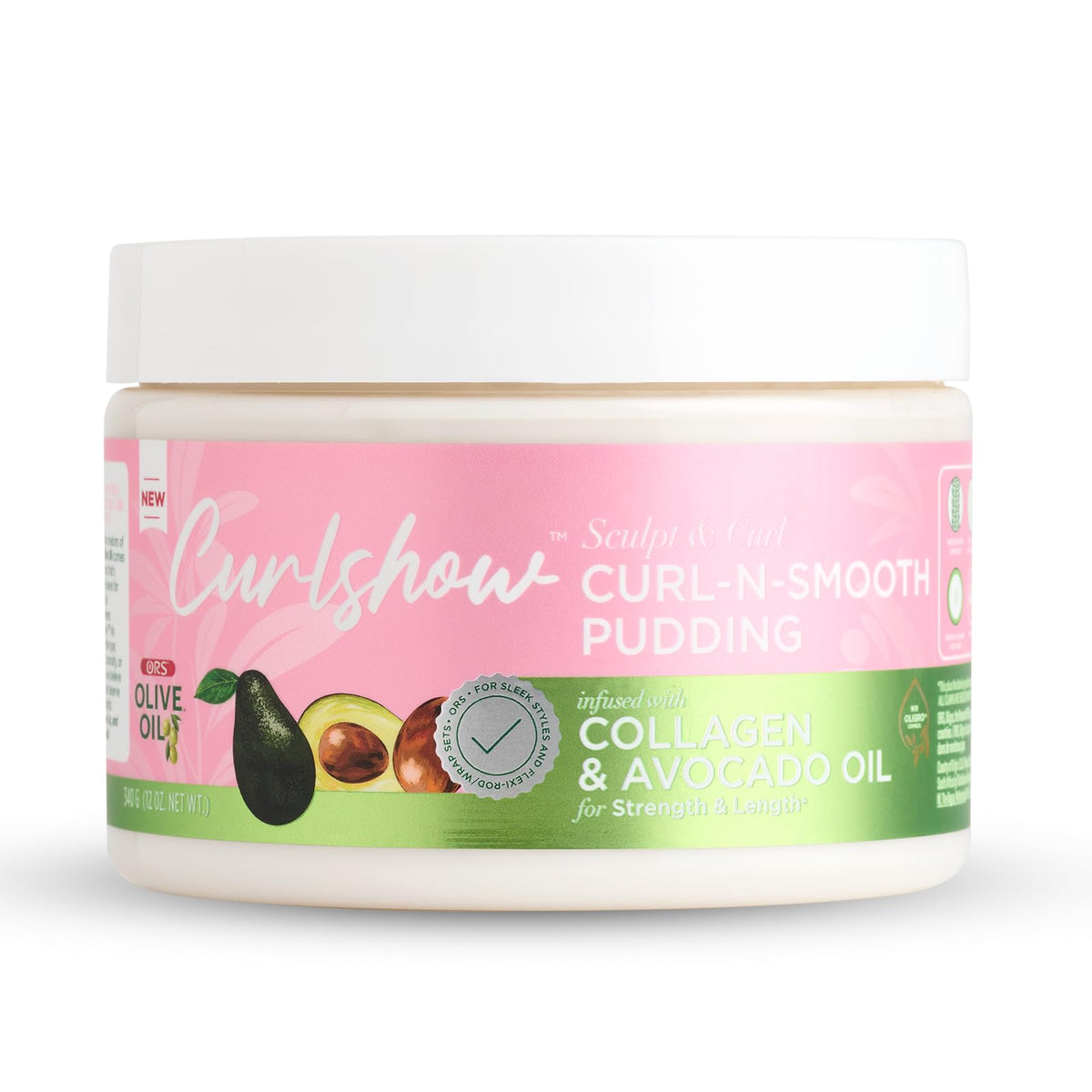 ORS Olive Oil Curlshow Curl N Smooth Pudding Infused with Collagen & Avocado Oil for Strength & Length (12.0 oz) Beauty & Personal Care ORS