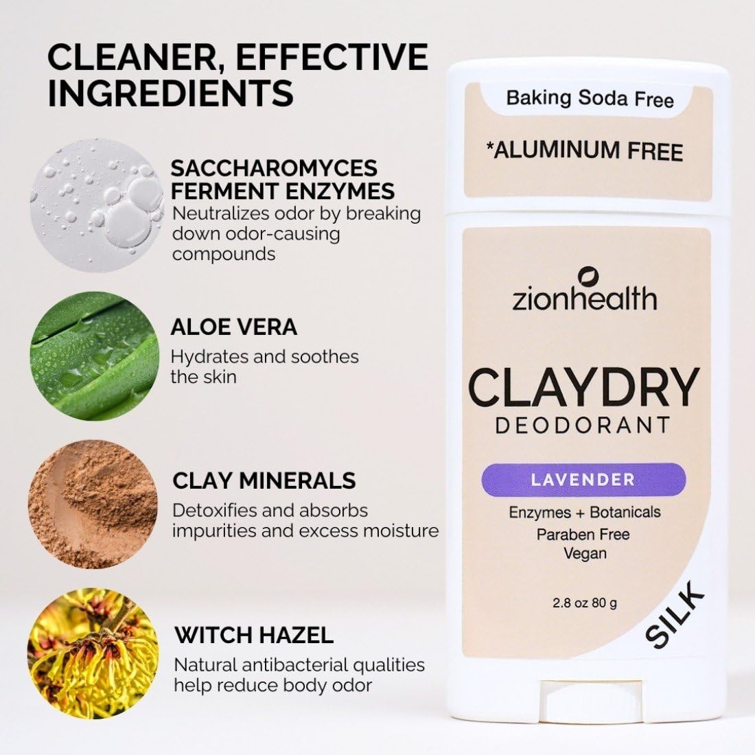Zion Health Clay Dry Solid Lavender 2.5 Oz Beauty and Personal Care Adama Minerals