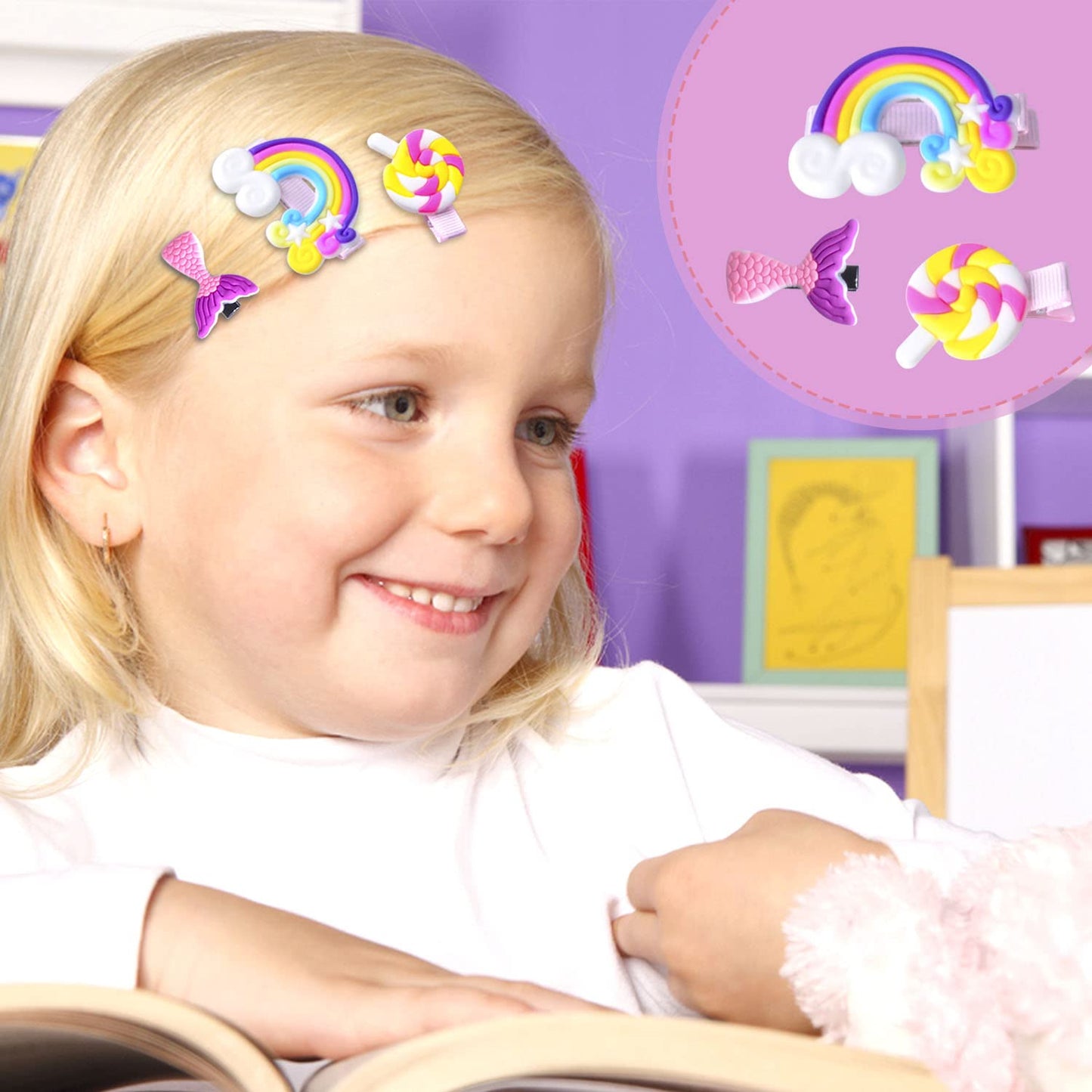 42 Pieces Baby Hair Clips, Hair Pin, Barrettes for Girls, Toddler Girls Hair Accessories, Kids Hair Clips for Styling, Flower Rainbow Candy Fruits Beauty & Personal Care SKYNEO