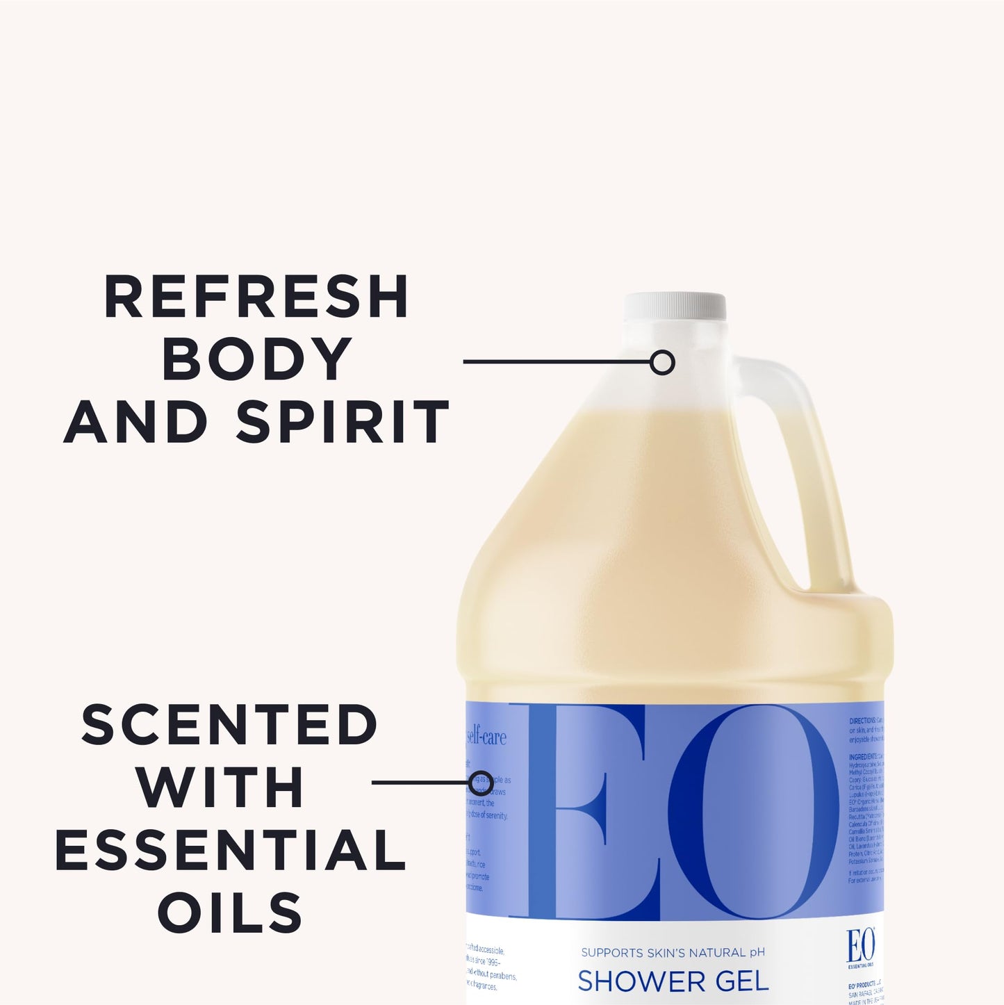 EO Shower Gel Body Wash Refill, 1 Gallon, French Lavender, Organic Plant-Based Skin Conditioning Cleanser with Pure Essentials Oils Beauty & Personal Care EO