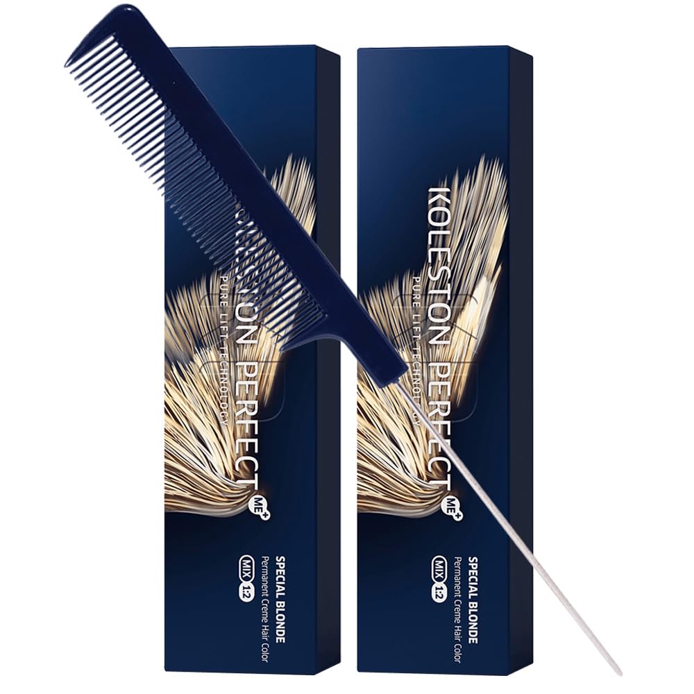 Koleston Perfect ME+ 12/1 Special Blonde/Ash Permanent Hair Color Creme 2 Ounce (Pack of 2) With Pin Tail Comb - Use with Welloxon Perfect Developer Beauty & Personal Care M Hair Designs