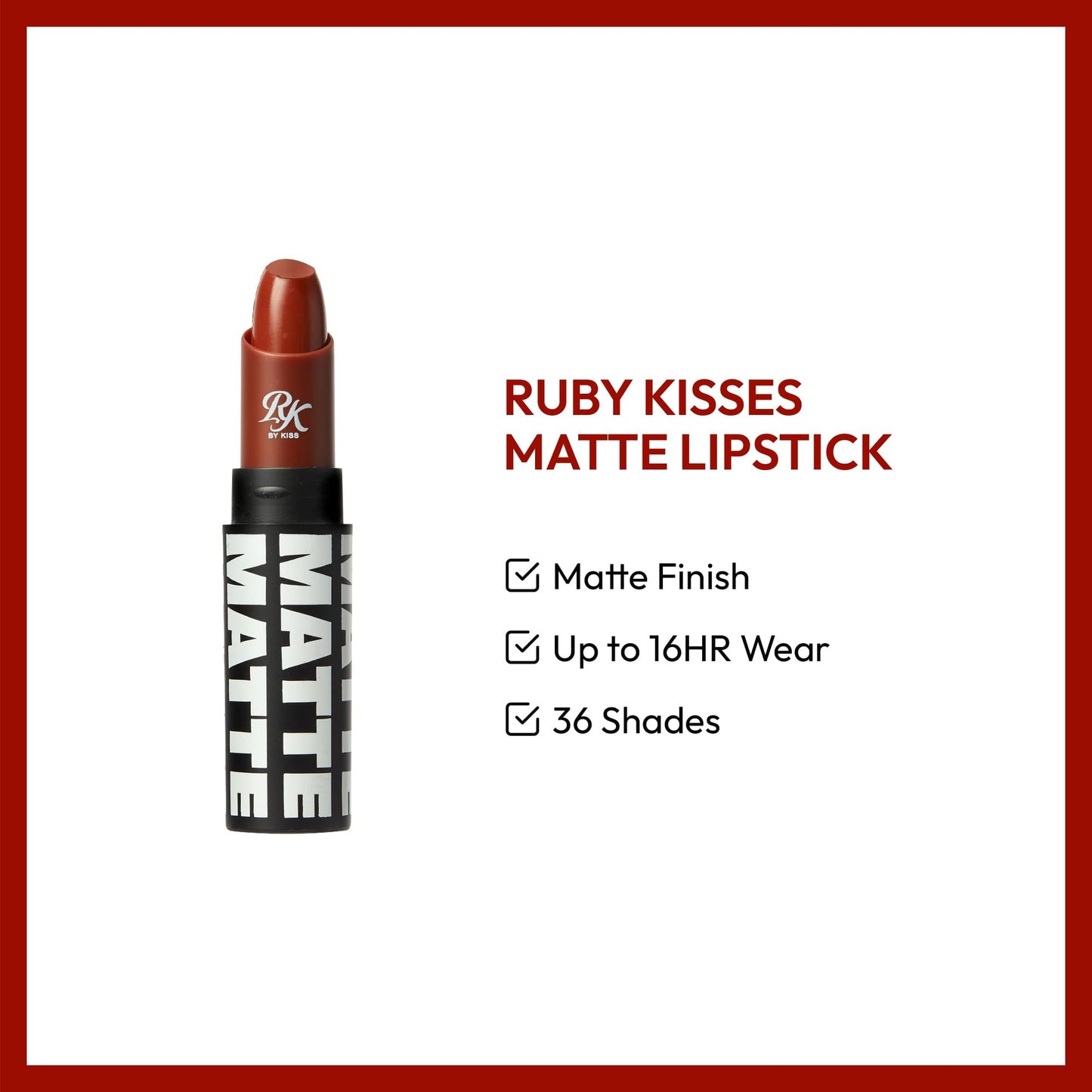 Ruby Kisses Lipstick, Matte Finish, Long-Lasting, Highly Pigmented, Smooth Apply, Full Coverage Lip Color Makeup (Cinnamon Roll) Beauty & Personal Care Ruby Kisses