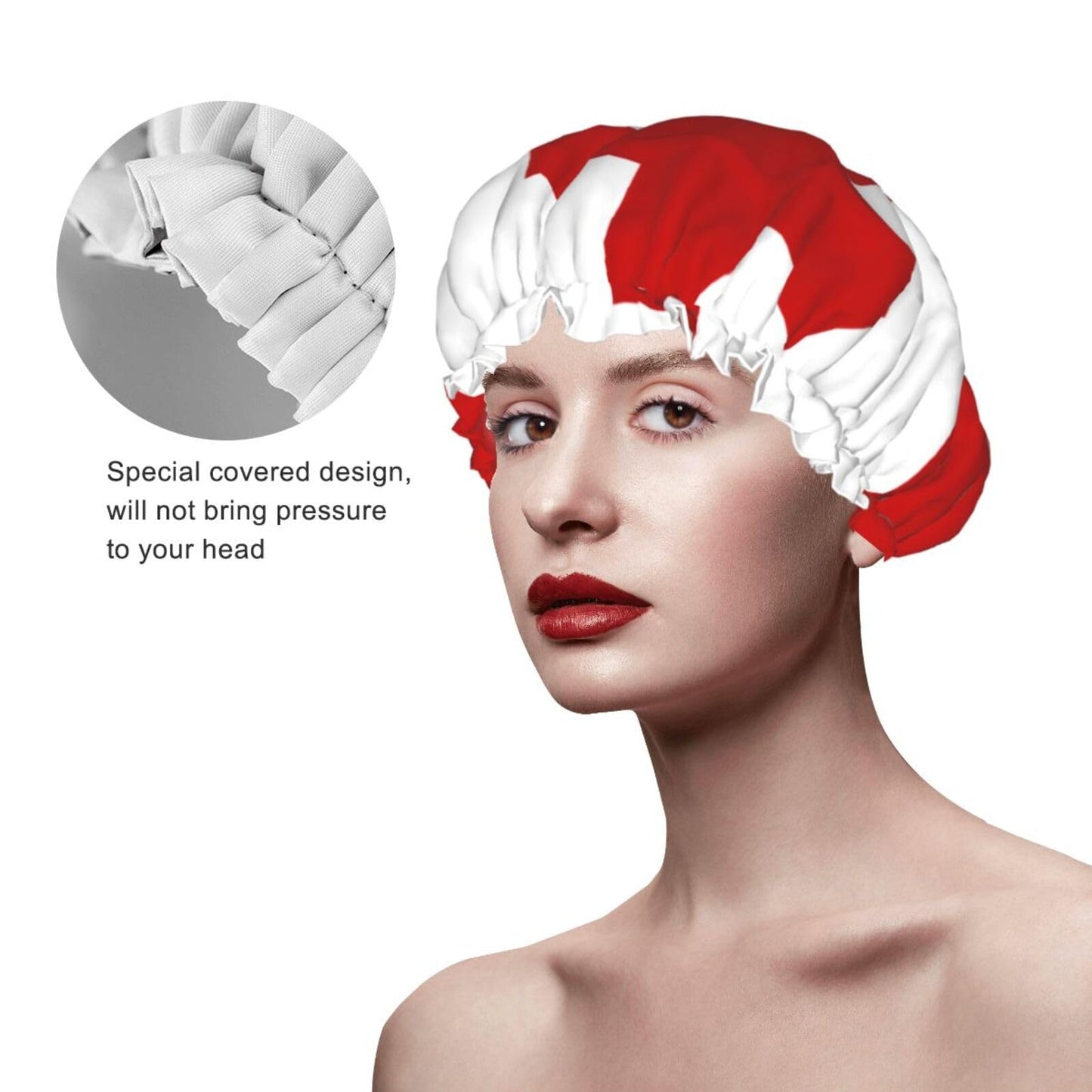 Tonga Flag Prints Shower Cap Double Layer Lined Waterproof Bathing Shower Hat Beauty and Personal Care Hayyett
