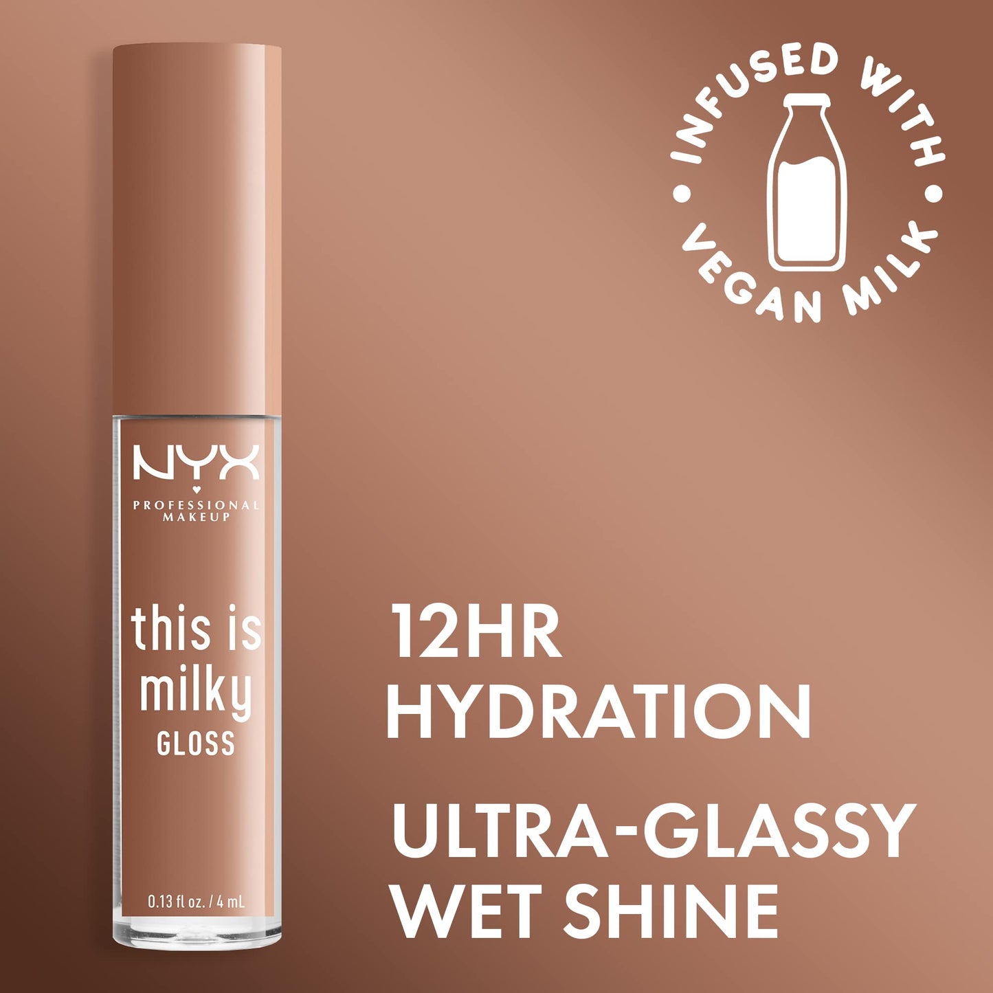 NYX PROFESSIONAL MAKEUP This Is Milky Gloss, Vegan Lip Gloss, 12 Hour Hydration - Cookies & Milk (Cool Beige Nude) Beauty & Personal Care NYX PROFESSIONAL MAKEUP