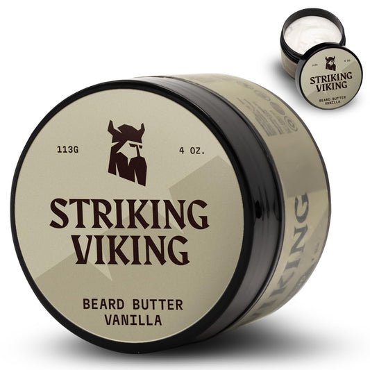Striking Viking Beard Butter - Non-Greasy Moisturizer With Natural Ingredients (Vanilla, 4oz) - Keep Your Beard Hydrated and Refreshing Beauty & Personal Care Striking Viking