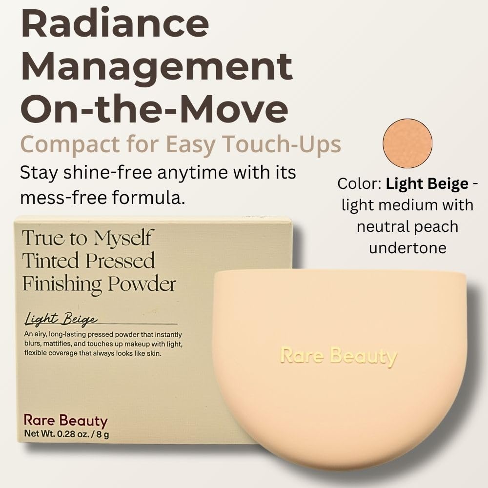 Rare Beauty True to Myself Tinted Pressed Talc-Free Finishing Powder - Light Beige - Light Medium with Neutral Peach Undertone Beauty & Personal Care Rare Beauty