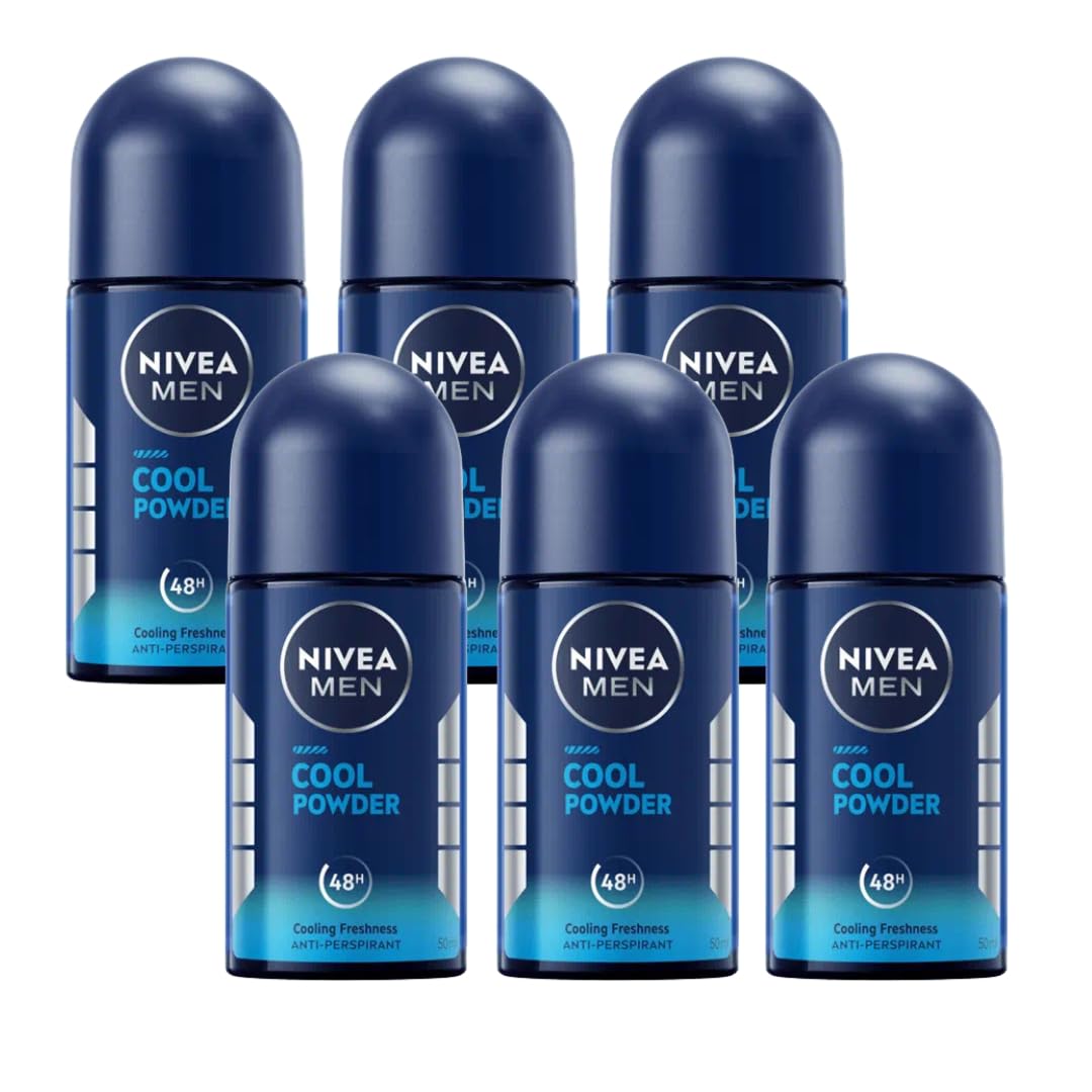 Nivea Men Cool Powder Roll-On Anti-Perspirant Deodorant 50ml - 48H Protection, Fresh Scent, Long-Lasting Odor Control for Active Men, Travel Size Body Beauty and Personal Care NIVEA