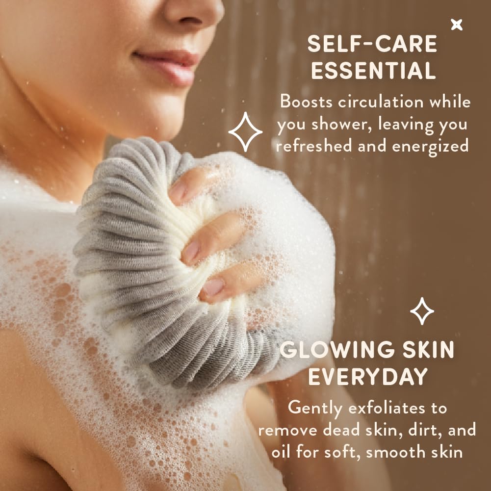 Éclat Mesh Bath Sponge Loofah Ball, Soft Exfoliating Body Scrubber for Wash, Rich-Lather Nylon Net Puff with Quick-Dry Hanging Loop, Gentle Daily Beauty and Personal Care Éclat