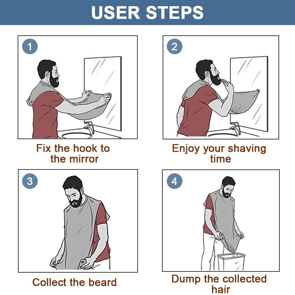 Fun Gift Beard Bib,Beard Apron,Beard Catcher for Men Shaving and Trimming,Non-Stick Beard Cape Grooming Cloth, with 3 Suction Cups, Valentines Day Beauty and Personal Care Fun Gift