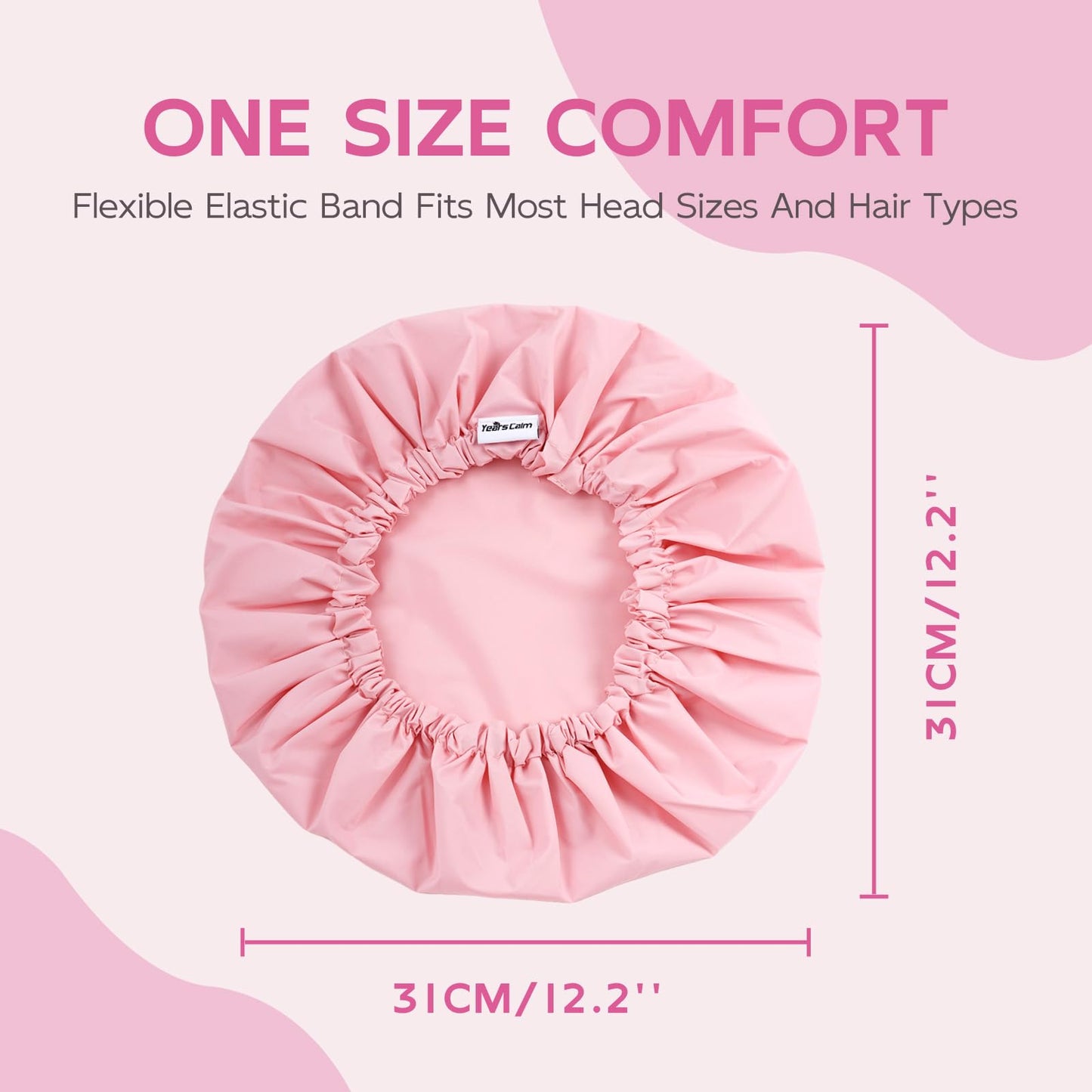 Years Calm Shower Cap for Women Waterproof Reusable - 27g Ultra Lightweight Double-Layer Shower Bonnet, Secure Fit for Long, Curly Hair, Travel & Spa Beauty and Personal Care Years calm