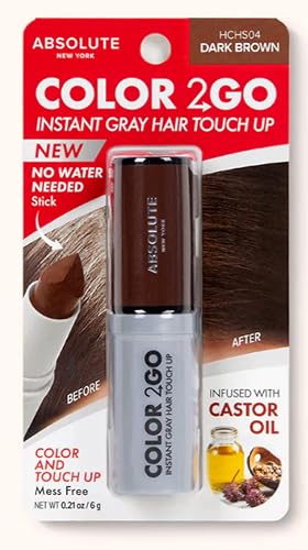 Absolute New York Color 2 Go - Instant Root Touch Up Hair Stick (HCHS04 Dark Brown, .21 oz) Beauty & Personal Care Absolute New York