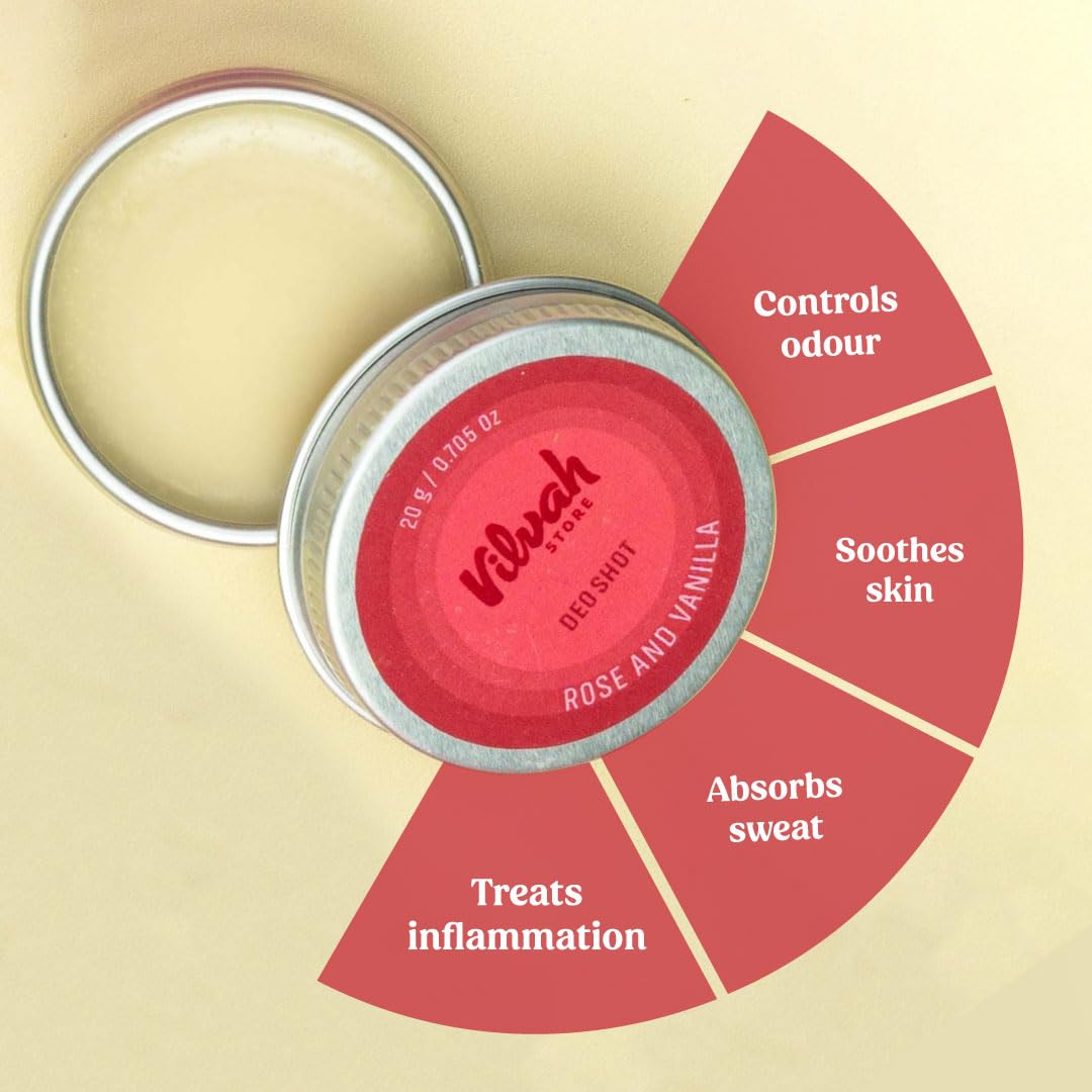 Vilvah Store Underarm Odor Deodorizer Cream - Deodorant to Soothe and Nourish the Armpits - Rose and Vanilla Flavour Deo Shots - Suitable For Men Beauty and Personal Care vilvah STORE