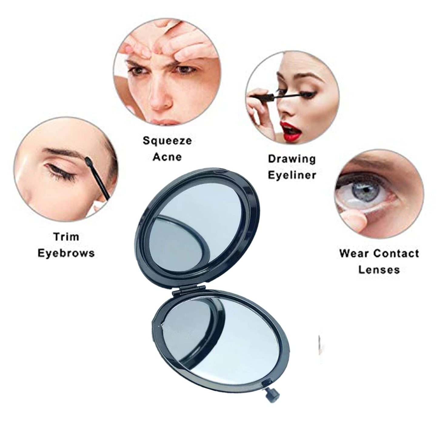 MIHAGUTY Magnifying Compact Mirror for Purses with 2 x 1x Magnification, Folding Mini Pocket Double Sided Travel Makeup Mirror,Perfect for Purse Beauty & Personal Care MIHAGUTY