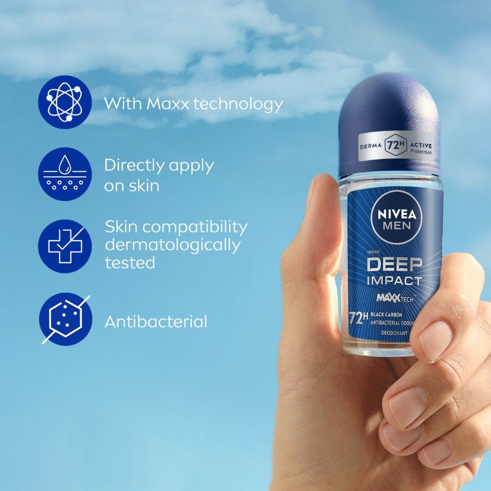 NIVEA MEN Deep Impact Freshness Deodorant Roll-on - For MEN, 50ml Beauty and Personal Care NIVEA