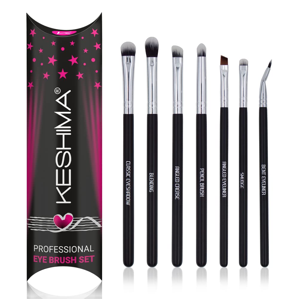 KESHIMA Professional Eye Makeup Brushes Set with Eyeshadow & Blending Brush, Smudge, Angled Crease, Pencil, Angled Eyeliner and Bent Eyeliner Beauty & Personal Care KESHIMA