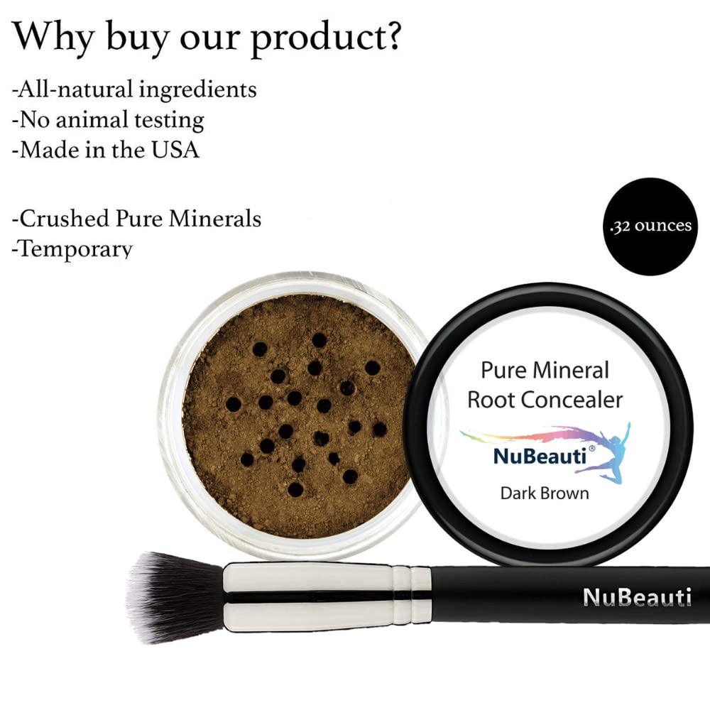 NuBeauti Root Touch Up Powder - True-to-Nature Hairline Concealer with 11 Shades - Fragrance-Free, Talc-Free, Paraben-Free (With Brush, Dark Brown) Beauty & Personal Care NuBeauti