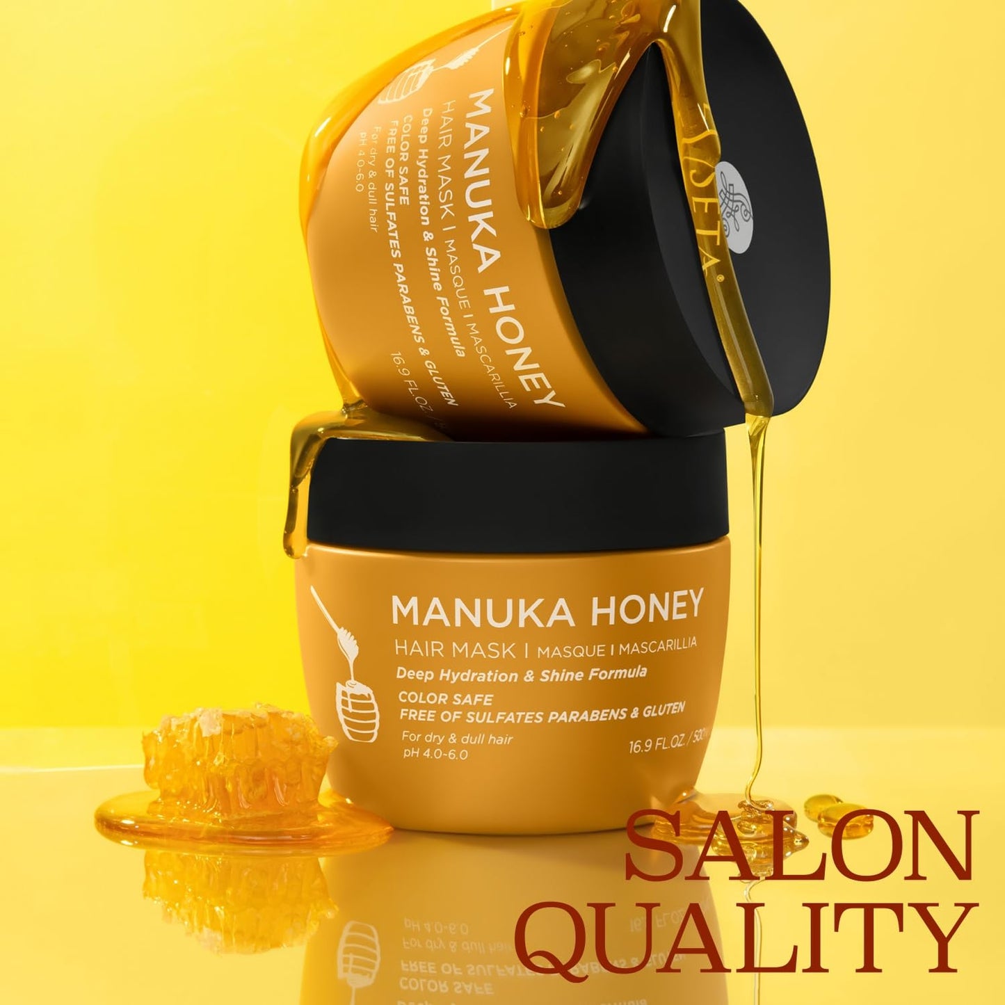 Luseta Manuka Honey Hair Mask Hydrates and Moisturizes Damaged Hair, Restores Shine to Dry, Dull Hair, Frizz Control and Sulfate Free 16.9oz Beauty & Personal Care L LUSETA