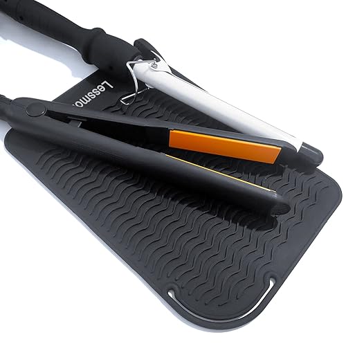 Large Heat Resistant Mat for Curling Irons, Hair Straightener, Flat Irons and Hair Styling Tools 11" x 7.5", Grey Beauty & Personal Care Lessmon