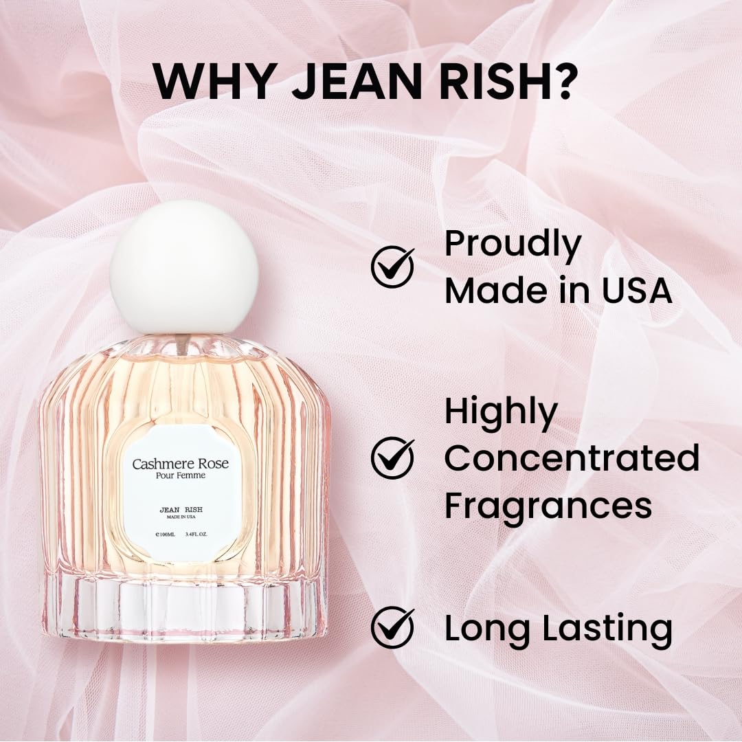 Jean Rish Cashmere Rose Perfume for Women Eau De Parfum, Long-Lasting Luxury Fragrance, Made In USA - Rose, Musk Scent - 100ml / 3.4 oz Beauty & Personal Care Jean Rish