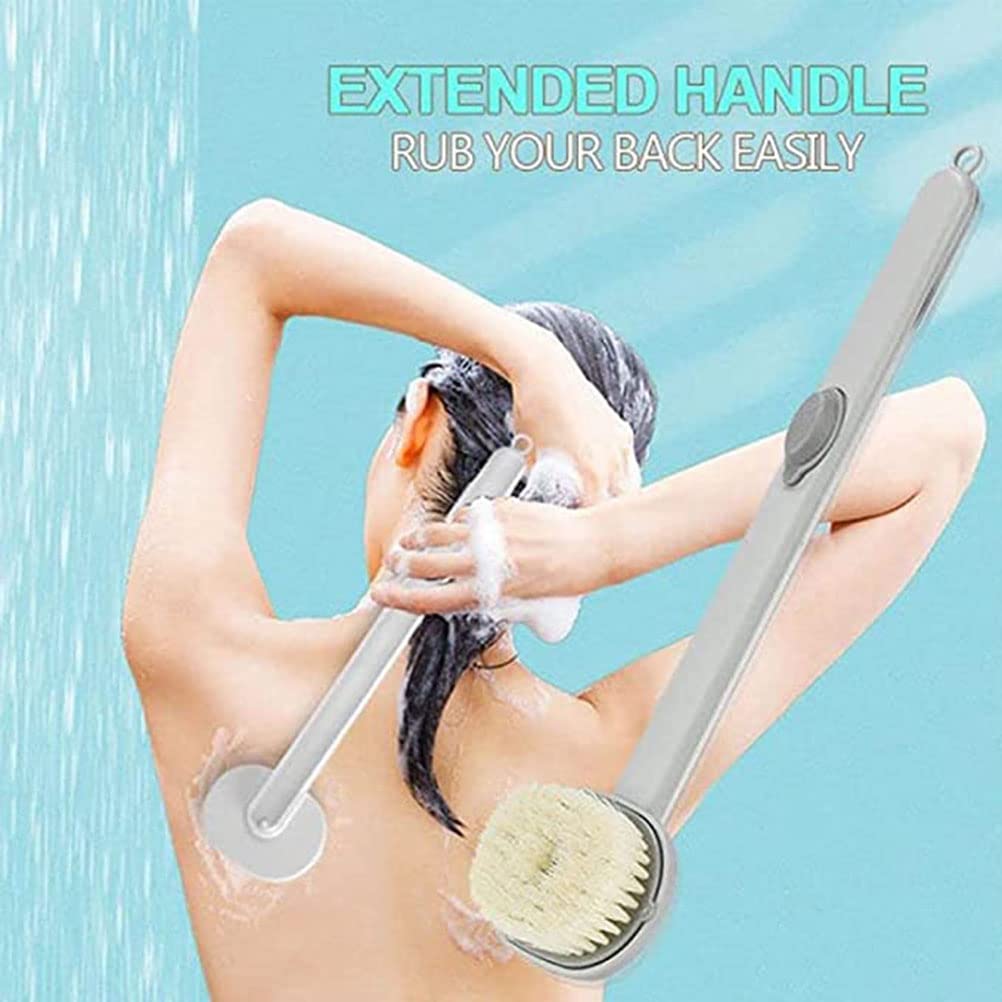 Shower Brush, Long Handle Shower Scrub Brush, Long Handle Bathroom Massage Cleaning Brush, Soap Dispenser Back Brush for Shower Brush Beauty and Personal Care Cricia