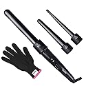3 in 1 Curling Iron, Curler Wand Set with 3 Interchangeable Ceramic Curling Barrel(0.35”-1.25”), Instant Heat Up, Dual Voltage Hair Curler Beach Beauty & Personal Care JuHaLeiw