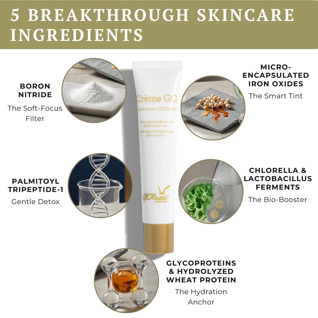 Gernetic GG Cream - 6-in-1 Perfecting Tinted Moisturizer with Peptides, Restorative Formula, UV Protection, 30ml/1oz Beauty & Personal Care Gernetic International
