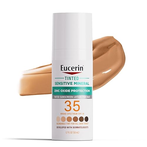 Eucerin Sun Tinted Sensitive Mineral Face Sunscreen Lotion SPF 35, Non-Comedogenic Mineral Sunscreen with Gentle Zinc Oxide Protection for Sensitive Beauty & Personal Care Eucerin
