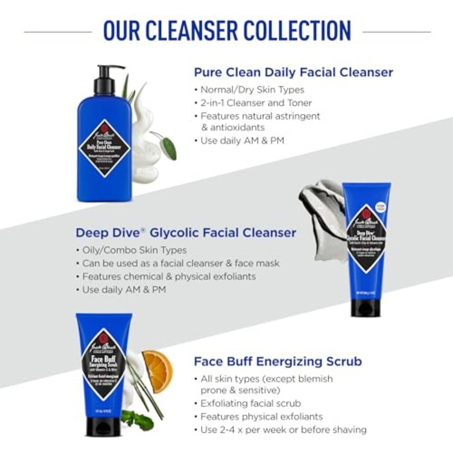 Jack Black Pure Clean Daily Facial Cleanser for Men - Mens Face Wash, Jack Black Face Wash Men's, Face Wash for Men, Face Cleanser for Men, 2-in-1 Beauty & Personal Care Jack Black