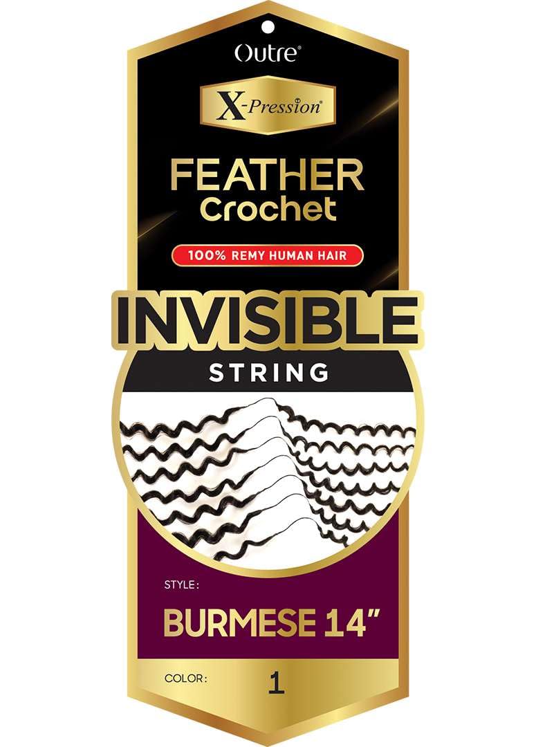 Outre X-Pression 100% Remy Human Feather Crochet Braid - Human Crochet Burmese 14" (JET BLACK 1)