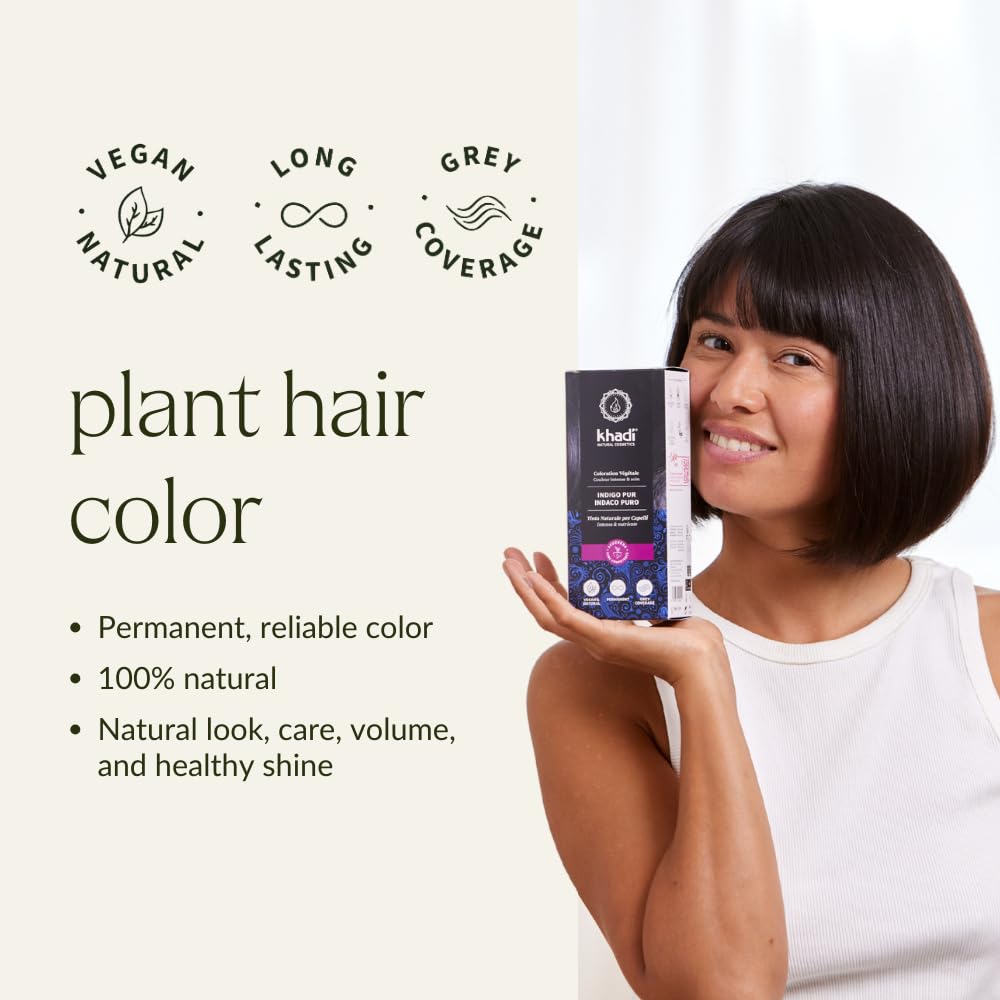 khadi BLUE BLACK Natural Hair Color - Let your hair shine in a mysteriously deep blue-black hue - 100% herbal & natural - 3.5 oz Beauty & Personal Care KHADI