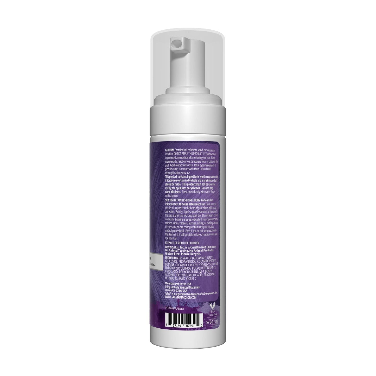 Splat Color Crush Bold Foam Hair Color, Purple, 5 oz., Refresh Vivid Colors in Just 10 Minutes, Lasts Up to 10 Washes, Buildable Foam Hair Product Beauty & Personal Care Splat