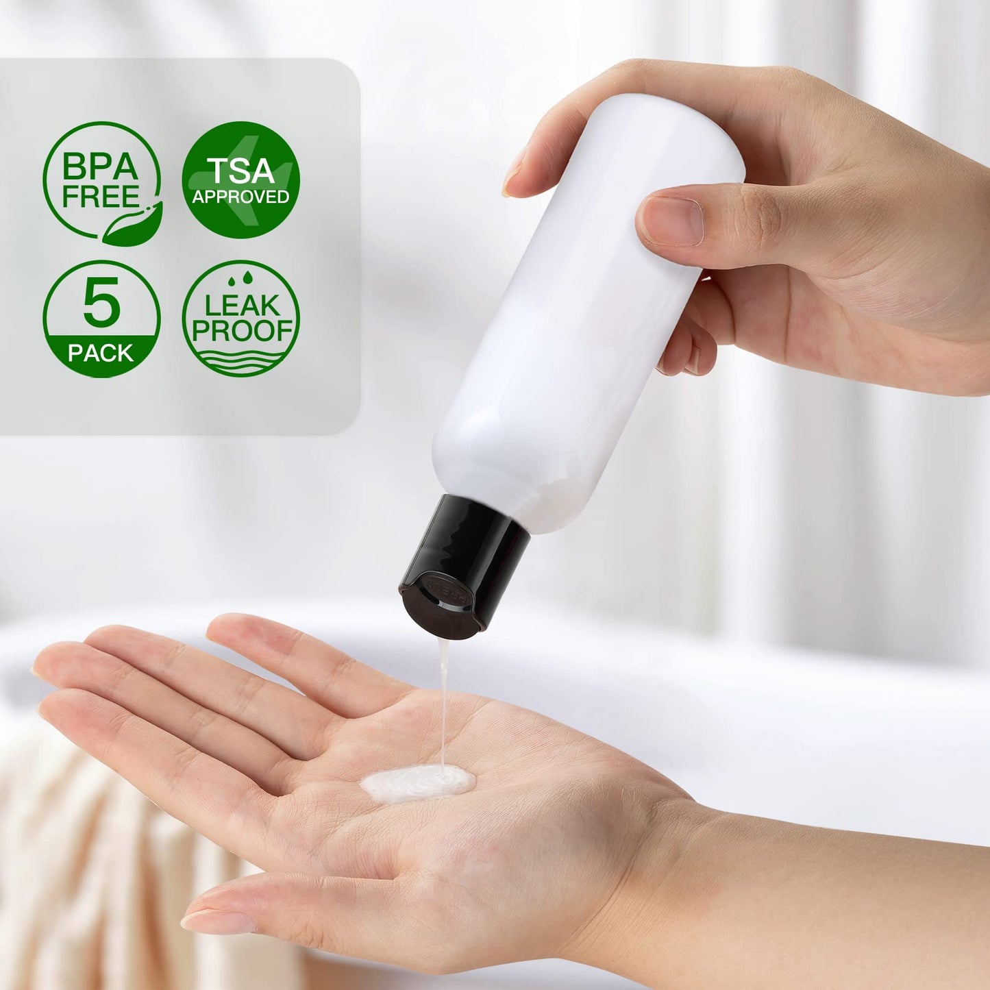 Travel Bottles for Toiletries 3.4 oz - Travel Size Containers for Shampoo Plastic - Small Empty Lotion Squeeze Bottle for Liquid TSA Approved - Leak Beauty & Personal Care owlyee