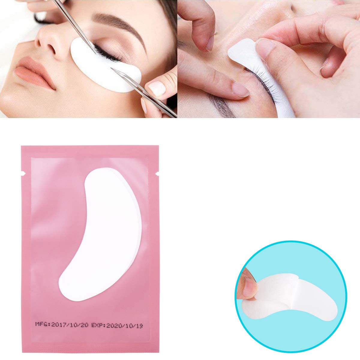 3x100 Packs- Lint Free Lash Extension Eye Gel Patches & Glue Rings Holder Eyelash Extension Rings & Eyelash Mascara Brushes Wands Beauty & Personal Care Voncasen