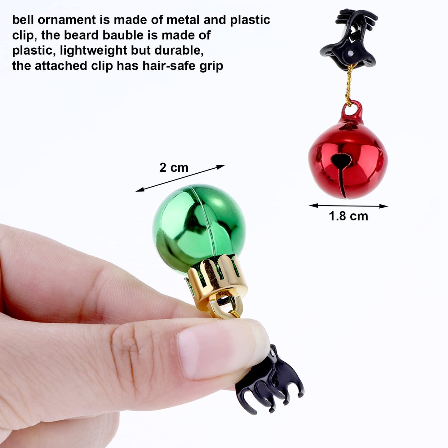 JOVITEC 24 Pcs Christmas Beard Ornaments Set Colorful Christmas Facial Hair Baubles and Beard Bells with Clips for Men Santa Claus Christmas New Year Beauty & Personal Care JOVITEC