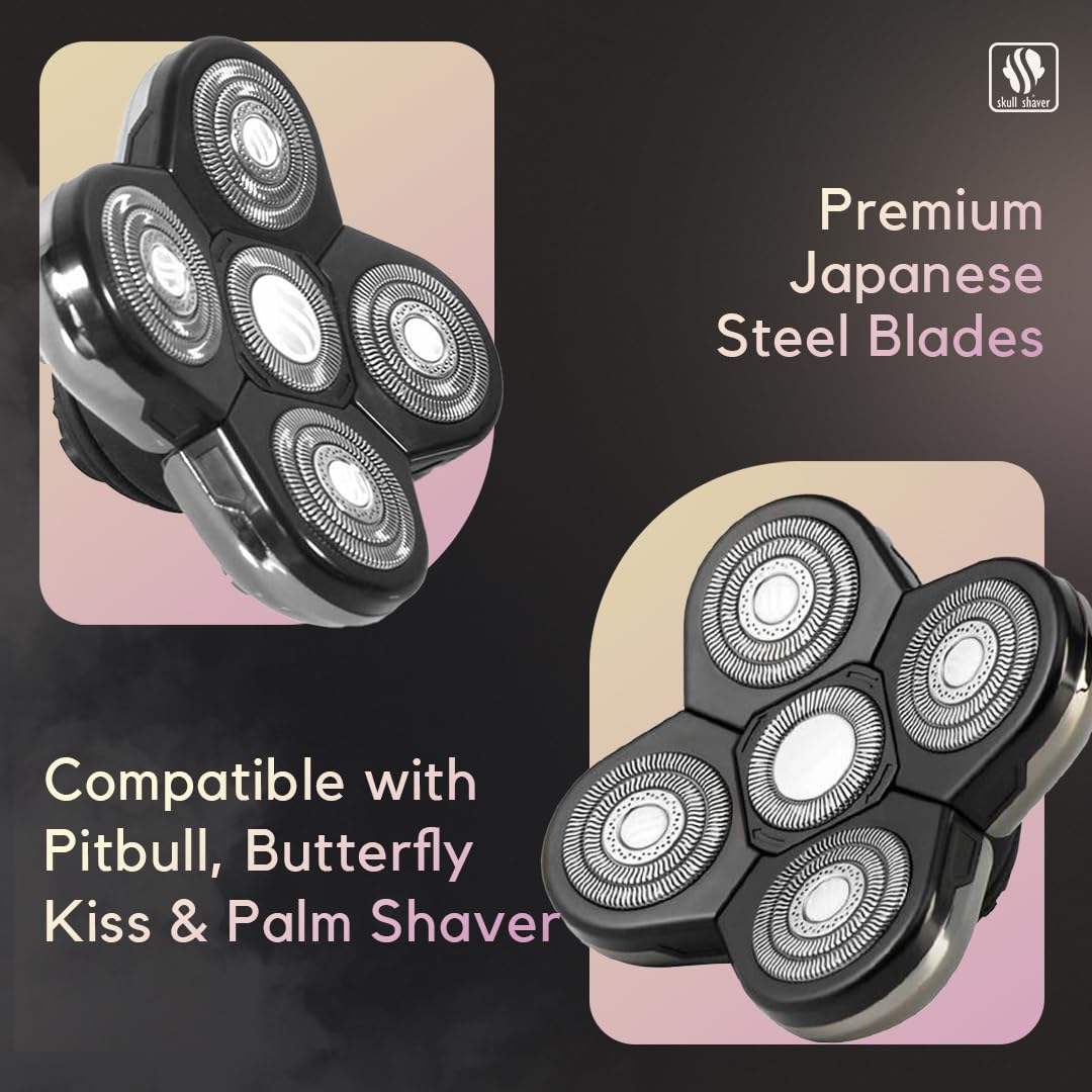 Skull Shaver Baron Replacement Shaver Head Blade - Smooth Close Shave - Wet & Dry Use - Flexible 5-Head Design - Quick Twist Lock - Universal Fit Beauty and Personal Care Skull Shaver