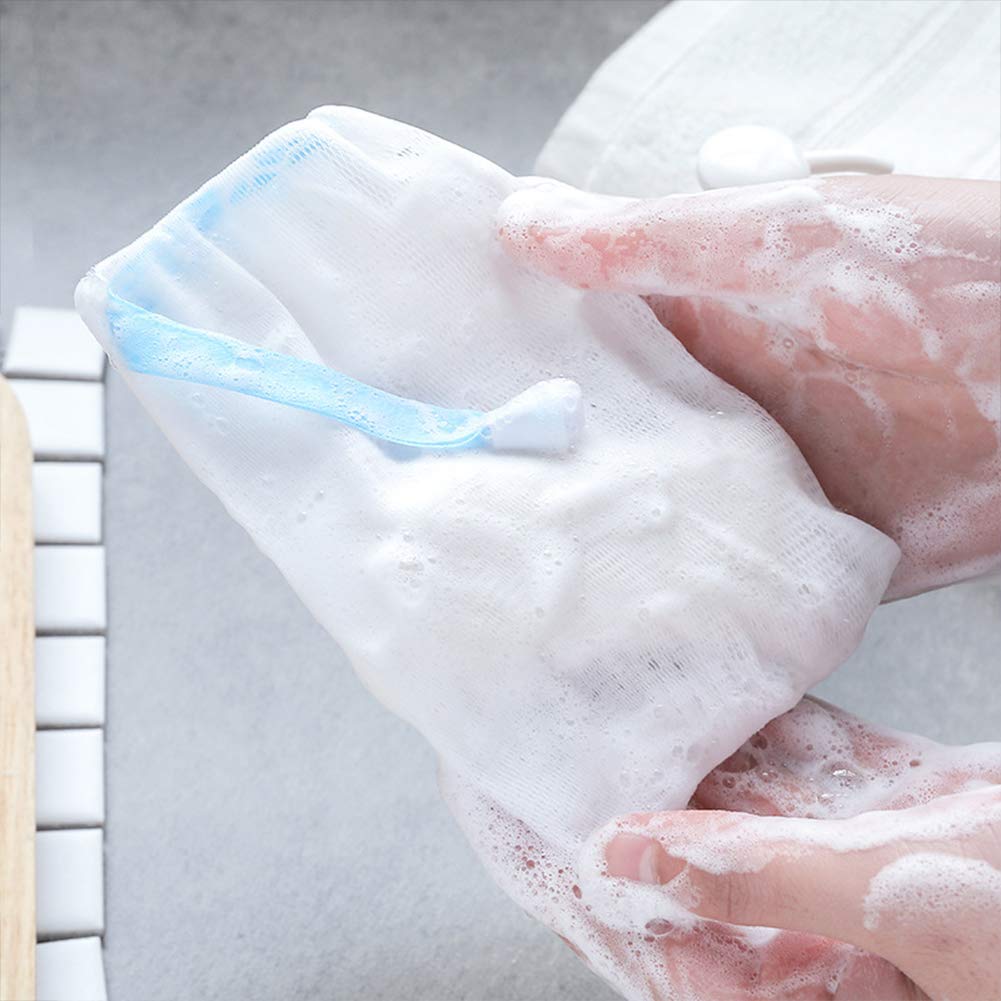 INVODA 20 PCS Soap Net Bag Double Layer Drawstring Soap Mesh Soft Bath Soap Net for Facial Body Exfoliation Cleaning Tool (Random Color) Beauty & Personal Care INVODA